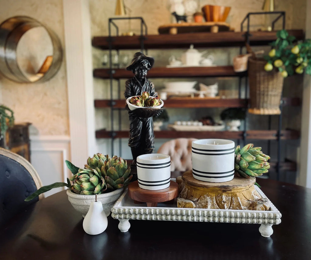 Luxury Large Striped Stone Designer Candle - Create Pi-Mart
