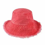 Frayed Bucket Hat - Wide Brim Cotton - UPF 50+ Sun Protection - One Size