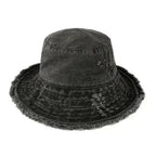Frayed Bucket Hat - Wide Brim Cotton - UPF 50+ Sun Protection - One Size