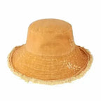 Frayed Bucket Hat - Wide Brim Cotton - UPF 50+ Sun Protection - One Size