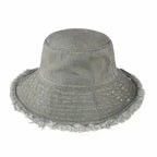 Frayed Bucket Hat - Wide Brim Cotton - UPF 50+ Sun Protection - One Size