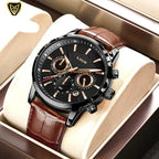 Mens Watches LIGE Top Brand Luxury Leather Casual Quartz