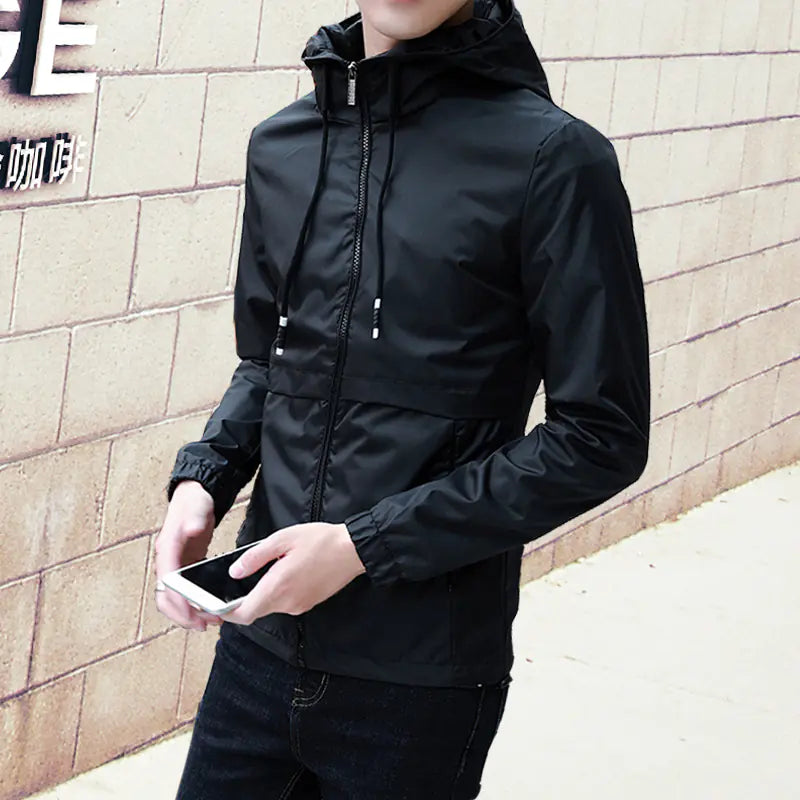 Slim Fit Lightweight Hooded Jacket for Autumn