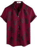 VATPAVE Mens 100% Cotton Hawaiian Shirts Floral Short Sleeve Button Down Shirts Summer Beach Shirts Large WineRed Lootquake LLC