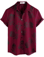 VATPAVE Mens 100% Cotton Hawaiian Shirts Floral Short Sleeve Button Down Shirts Summer Beach Shirts Large WineRed Lootquake LLC