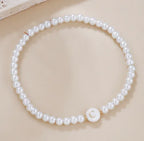 Dainty Faux Pearl Bead Initial Bracelet for Women Pi-Mart