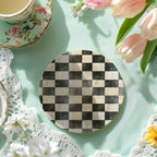 Spring Ceramic Coasters Set of 4 Courtly Check Designs Absorbent Drink Coasters for Table Protection BandsCo Straps