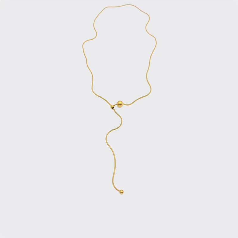 Ball drawstring snake chain necklace stainless steel necklace for women minimalist simple elegant stainless steel jewelry - SJB-DIAMOND ELITES