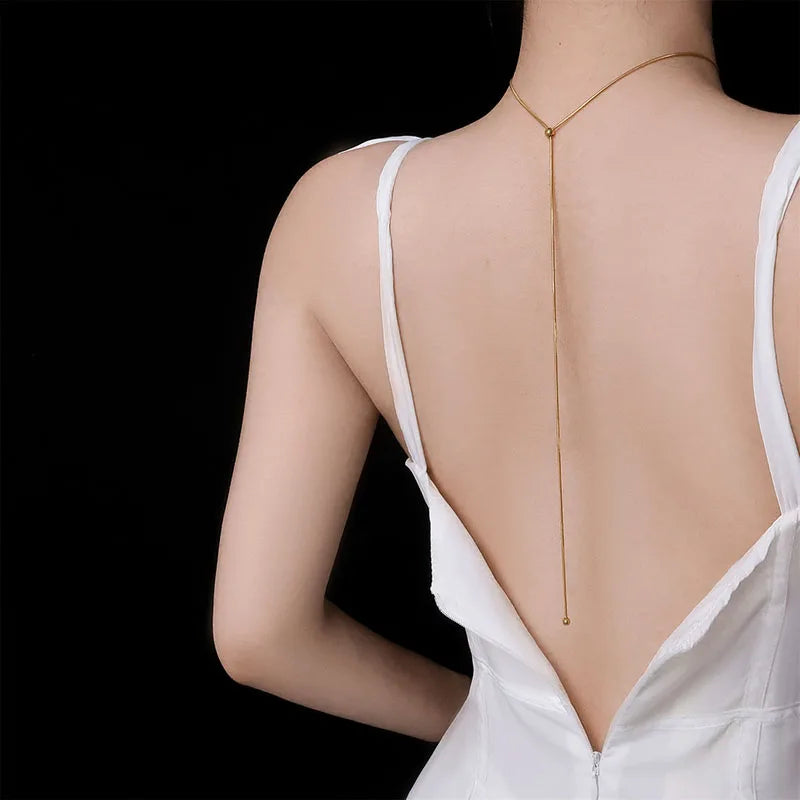 Ball drawstring snake chain necklace stainless steel necklace for women minimalist simple elegant stainless steel jewelry - SJB-DIAMOND ELITES