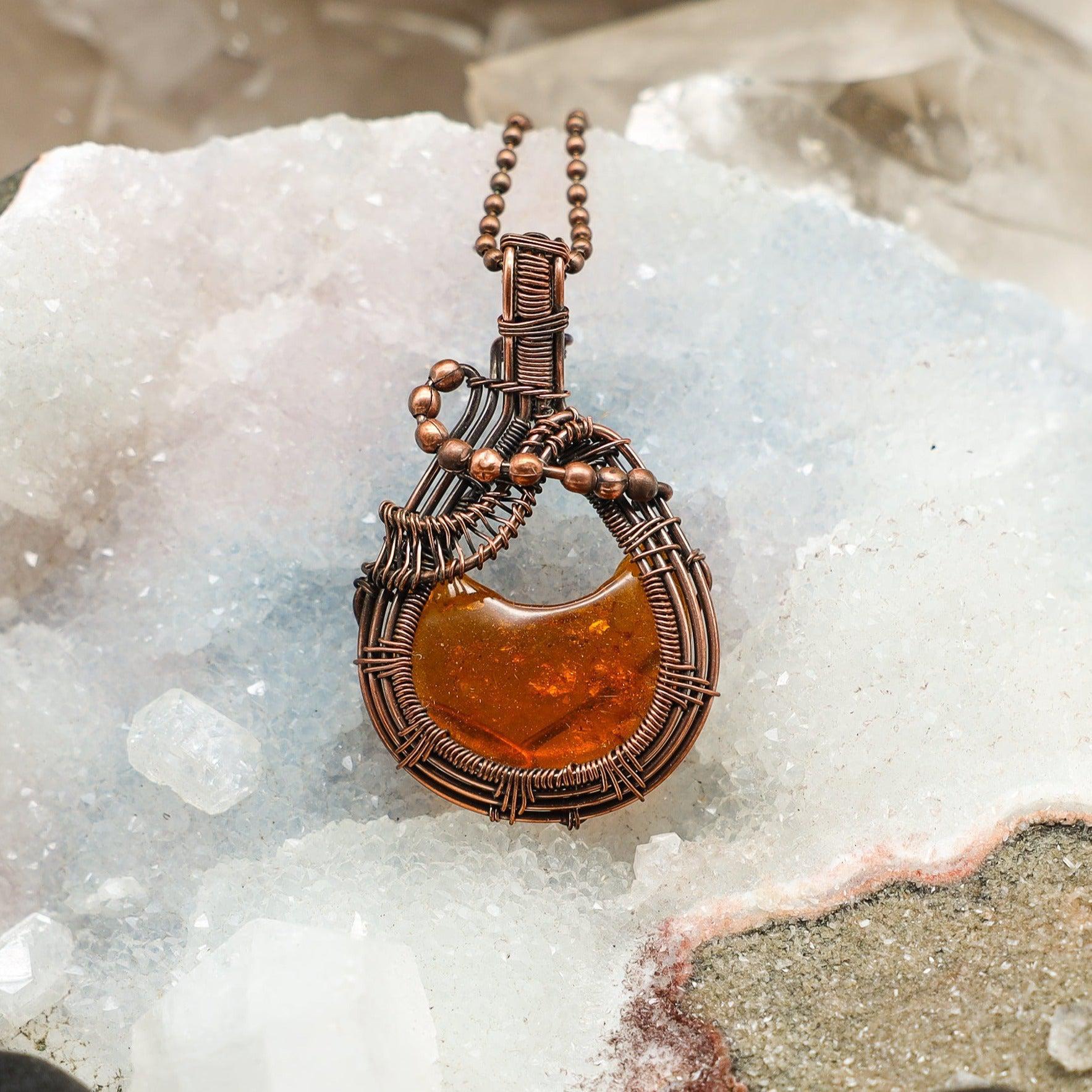 Baltic Amber Wire Wrap Crystal Pendant - SJB-DIAMOND ELITES