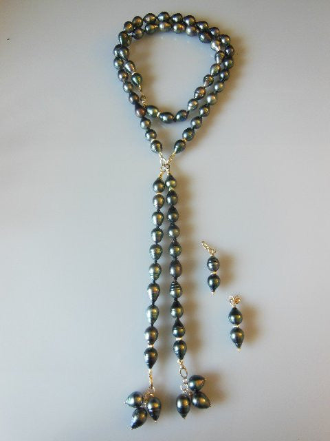 Tahitian Baroque Pearl Mega Set: Interchangeable Necklace/Bracelet, Earrings/Pendant Lootquake LLC
