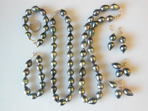 Tahitian Baroque Pearl Mega Set: Interchangeable Necklace/Bracelet, Earrings/Pendant Lootquake LLC