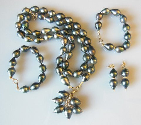 Tahitian Baroque Pearl Mega Set: Interchangeable Necklace/Bracelet, Earrings/Pendant Lootquake LLC