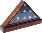 Burial/Funeral Flag Display Case Frame, Military Shadow Box with Pedestal Stand - Cherry The Military Gift Store