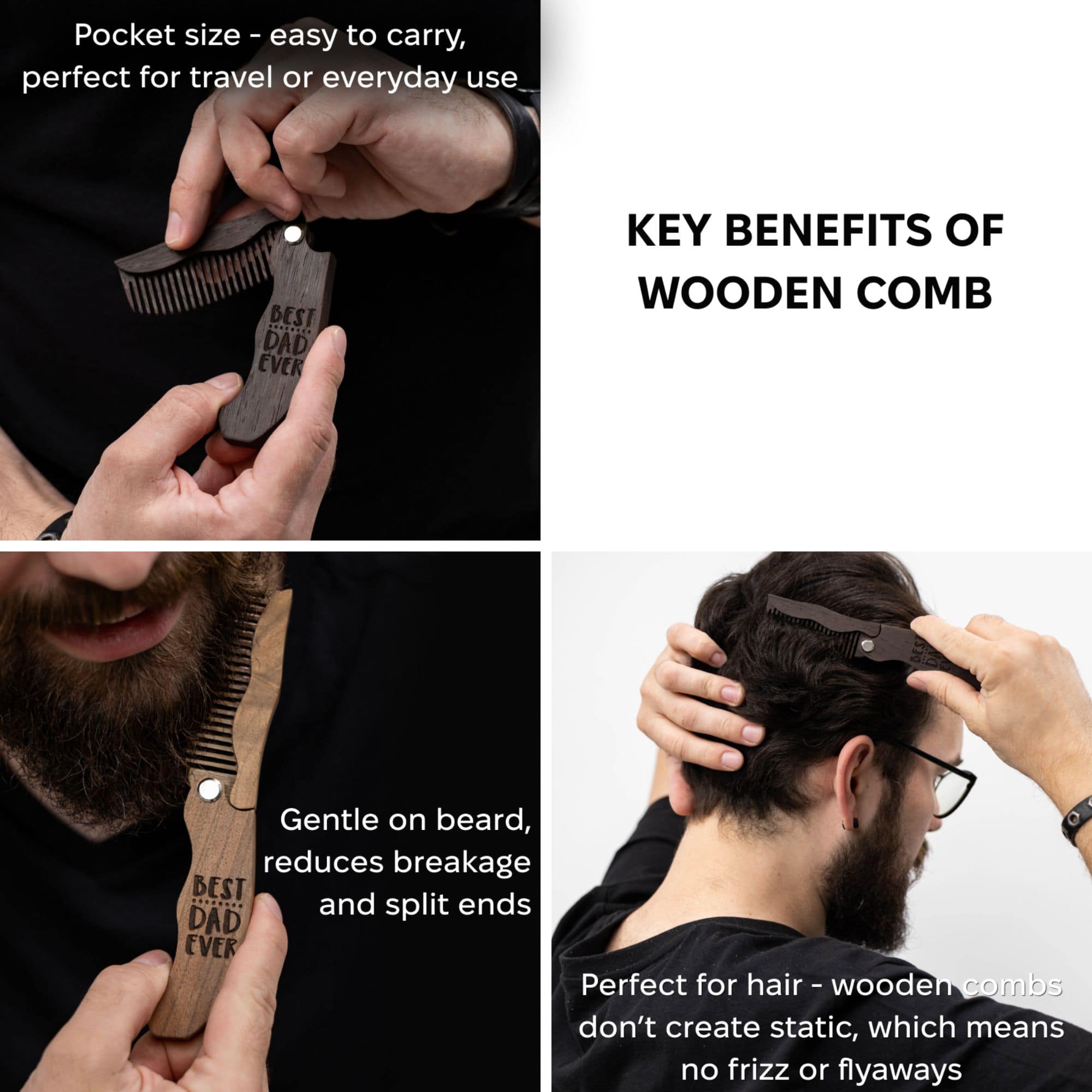 Wooden Beard Comb – Best Dad Ever - SJB-DIAMOND ELITES