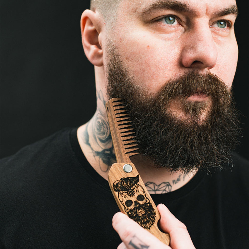 Wooden Beard Comb – Skull Design - SJB-DIAMOND ELITES