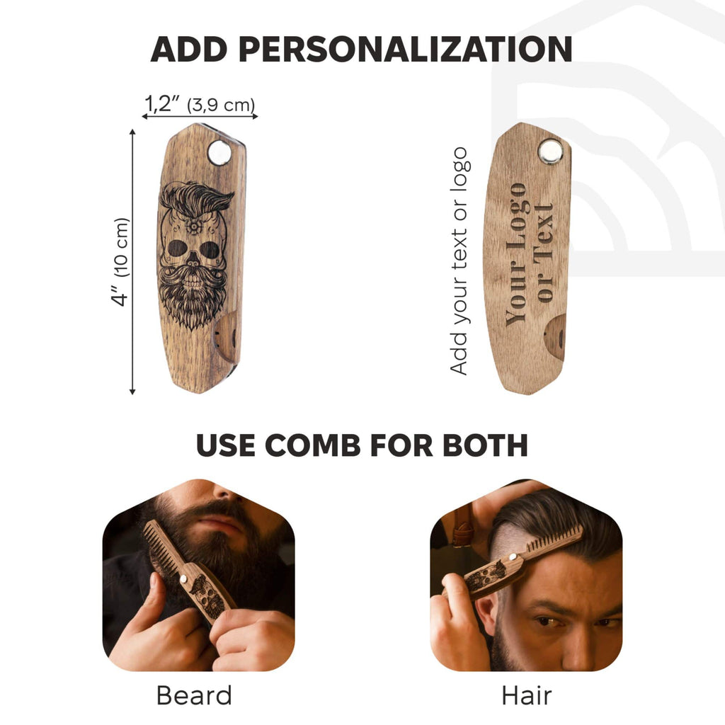 Wooden Beard Comb – Skull Design - SJB-DIAMOND ELITES