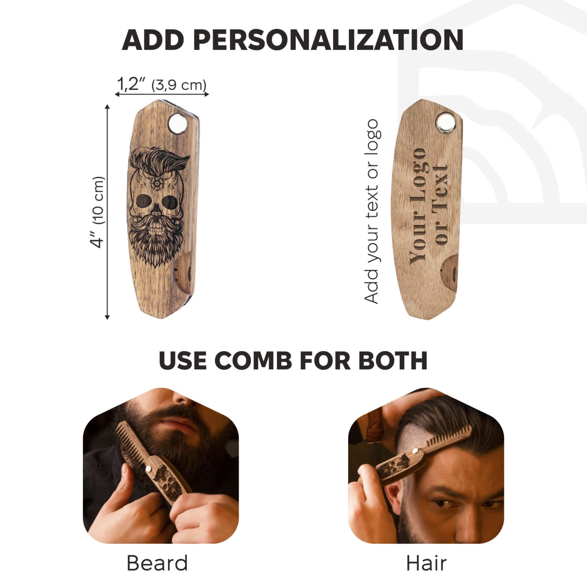 Wooden Beard Comb – Skull Design - SJB-DIAMOND ELITES