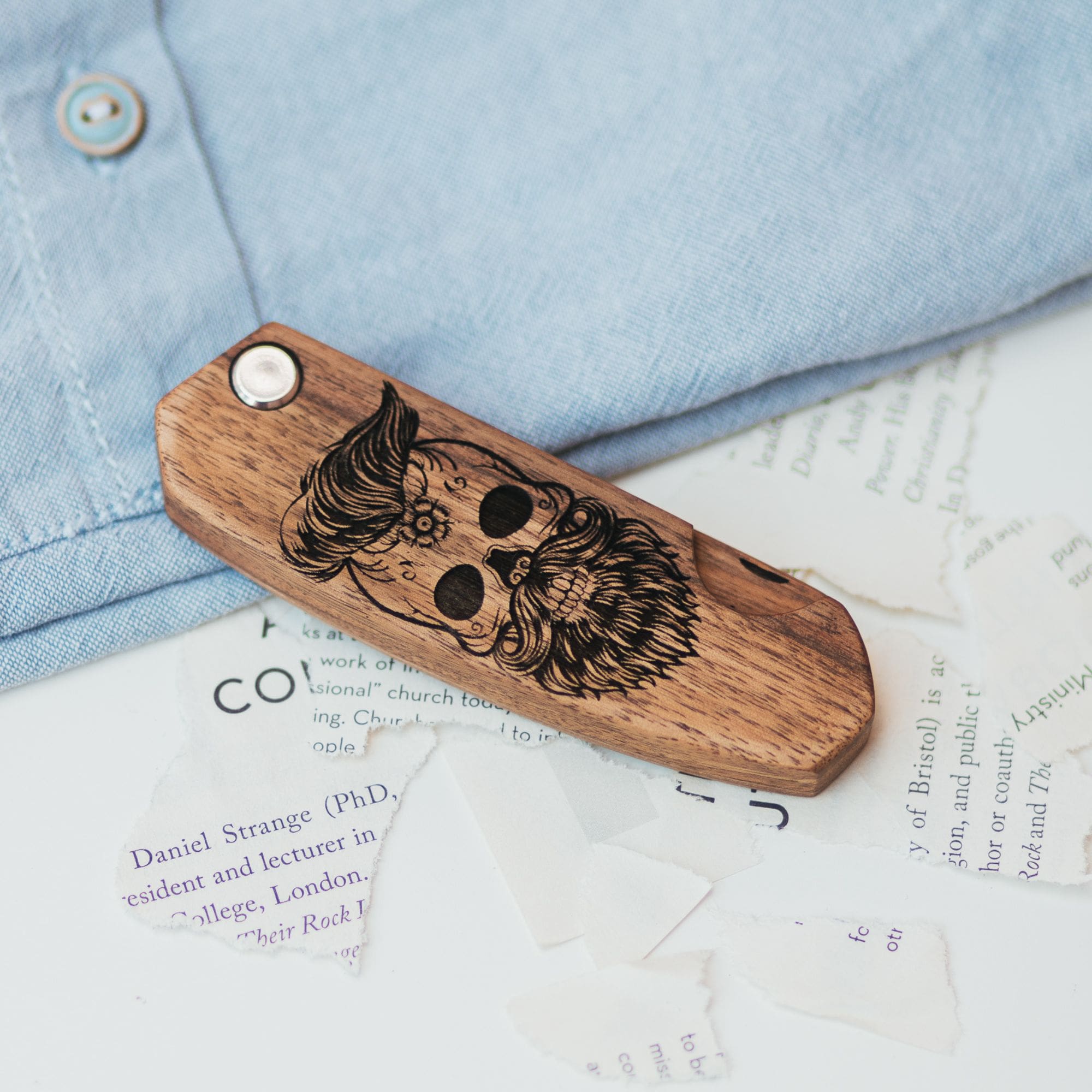 Wooden Beard Comb – Skull Design - SJB-DIAMOND ELITES