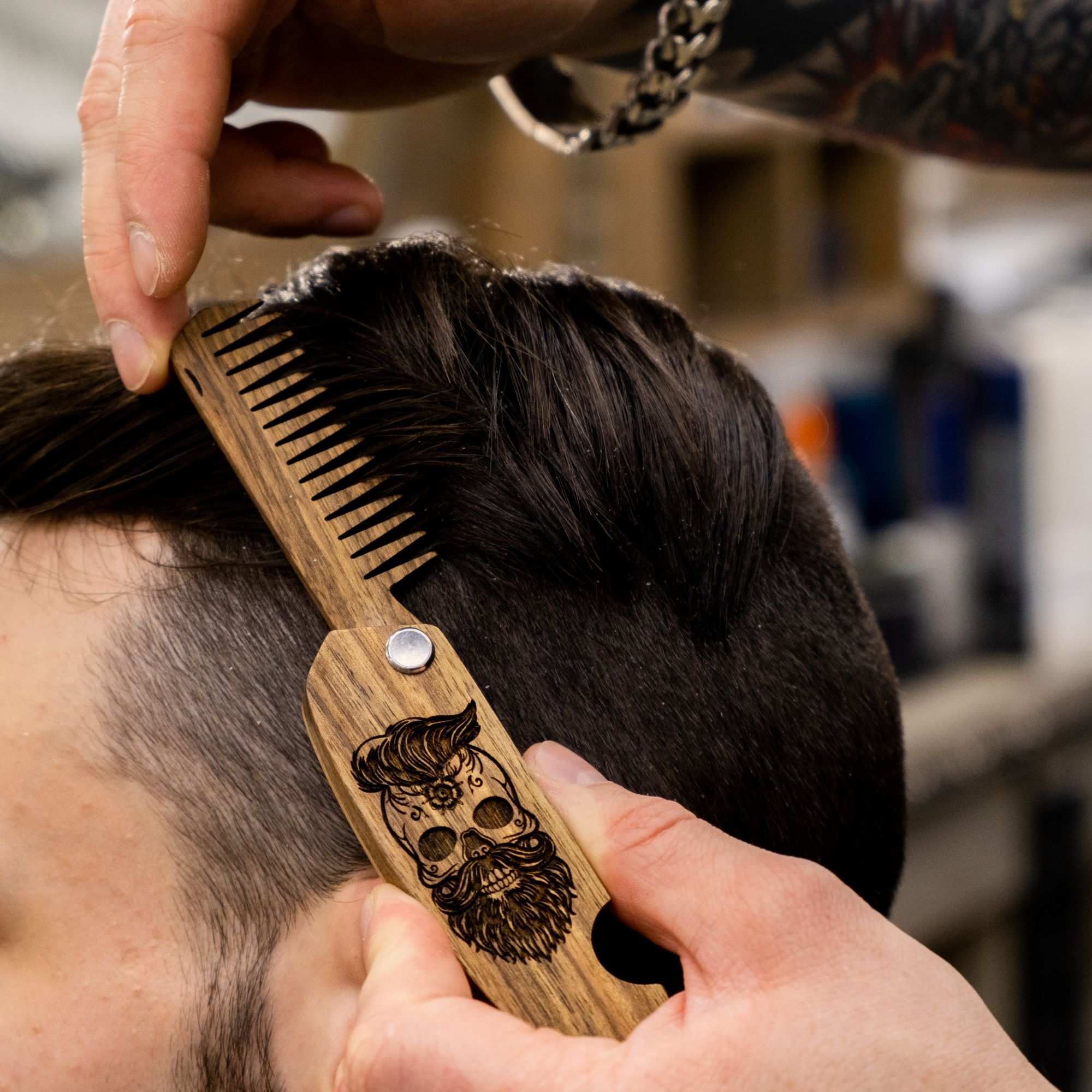 Wooden Beard Comb – Skull Design - SJB-DIAMOND ELITES