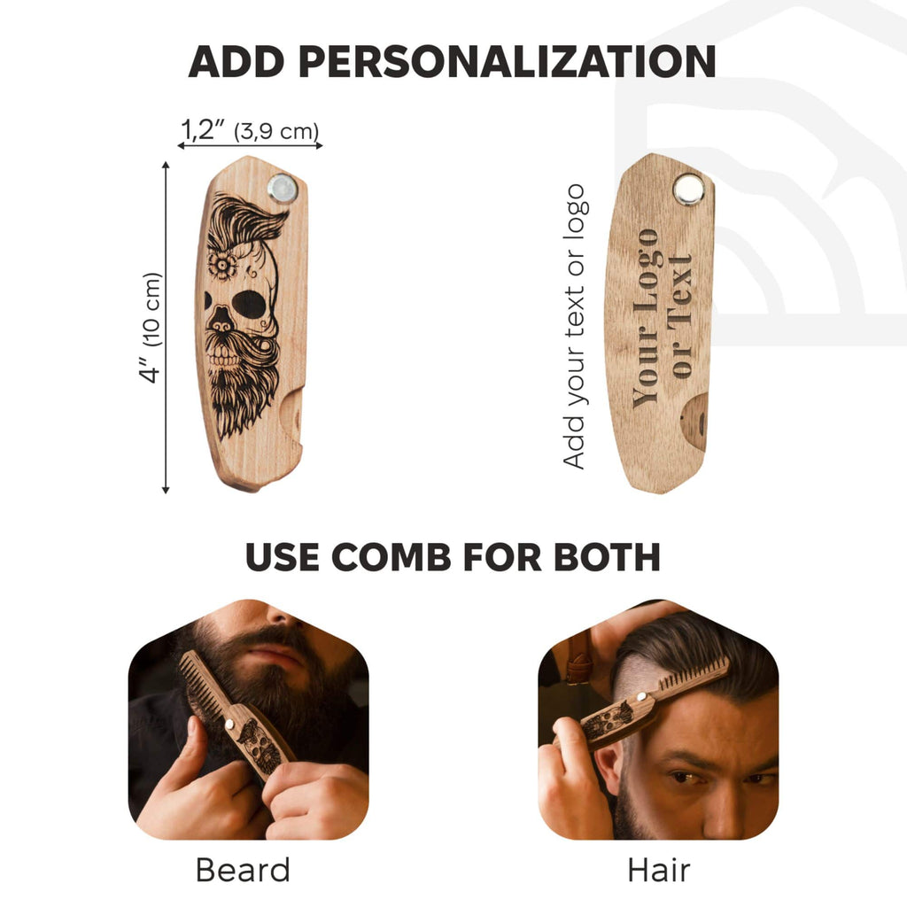 Wooden Beard Comb – Sugar Skull - SJB-DIAMOND ELITES
