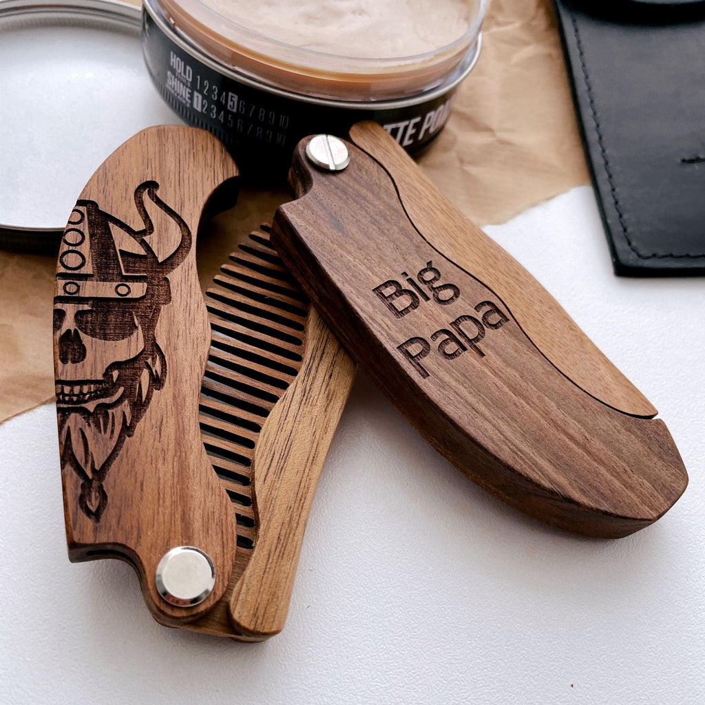 Wooden Beard Comb – Viking Design - SJB-DIAMOND ELITES