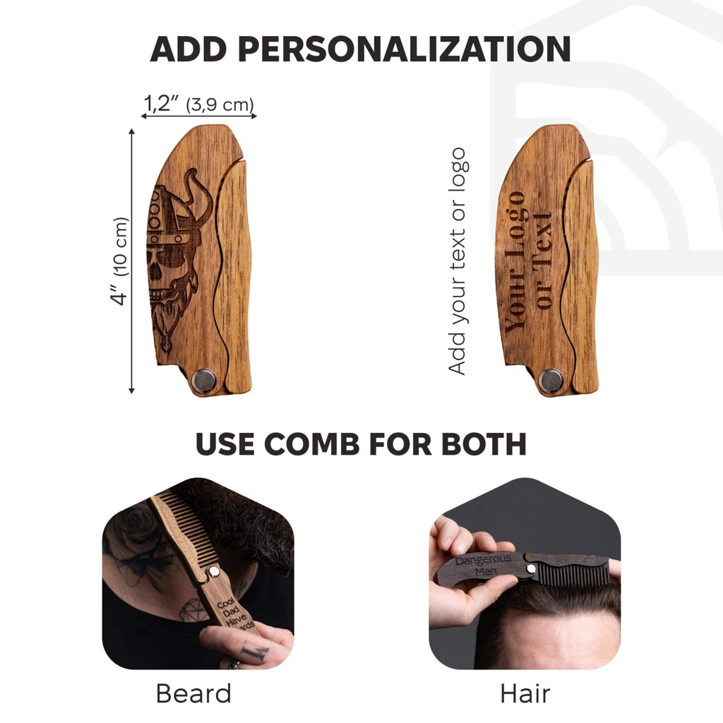 Wooden Beard Comb – Viking Design - SJB-DIAMOND ELITES