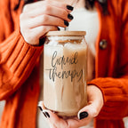 Liquid Therapy 17oz Glass Tumbler With Bamboo Lid, 2 Stainless Straws And Straw Cleaner BandsCo Straps