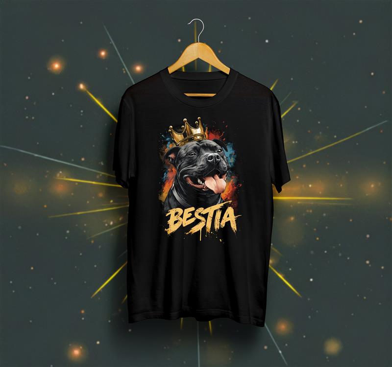 Staffy T-shirt Black Bestia Dog Gear