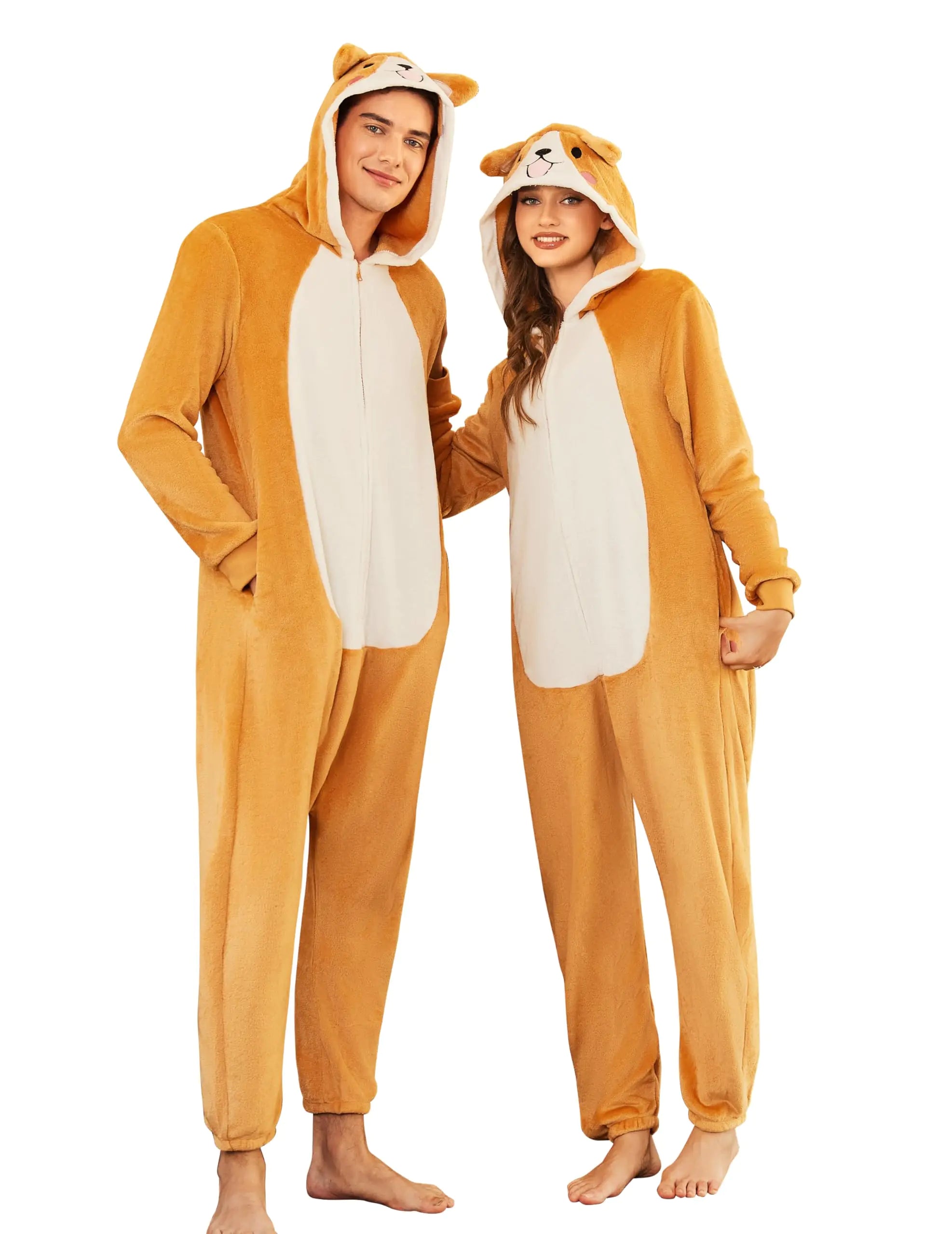 Ekouaer Unisex Adult Animal Onesie One Piece Fleece Pajamas Halloween Costume Sleepwear Homewear Corgi S Lootquake LLC