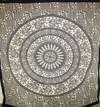 Black Elephant Chakra Mandala Tapestry Wall Hanging