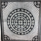 Black White Elephant Mandala Tapestry With Floral Center