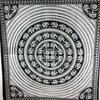 Black White Elephant Mandala Tapestry With Floral Center