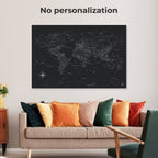 World Map on Canvas - Black - SJB-DIAMOND ELITES