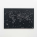 World Map on Canvas - Black - SJB-DIAMOND ELITES