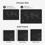 World Map on Canvas - Black - SJB-DIAMOND ELITES