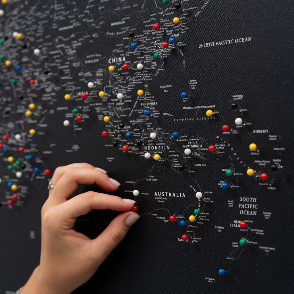 World Map on Canvas - Black - SJB-DIAMOND ELITES