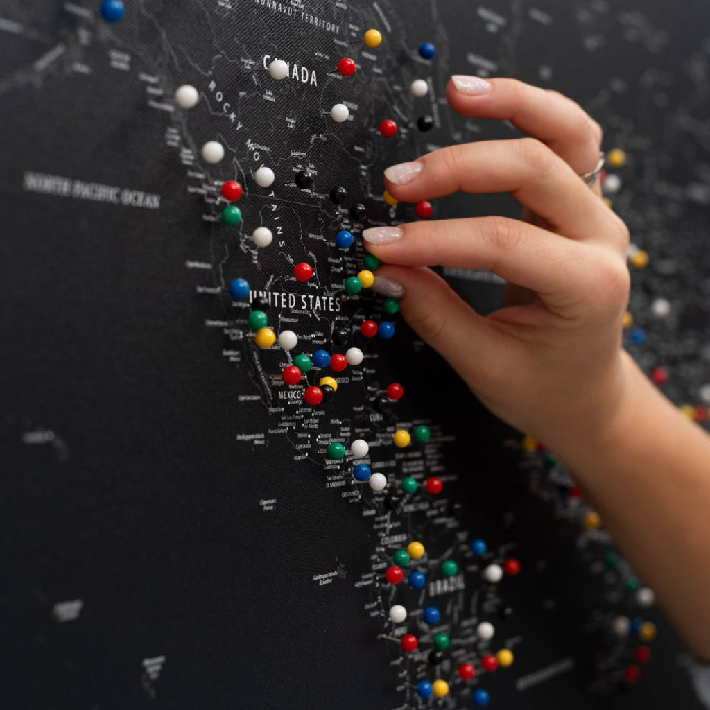 World Map on Canvas - Black - SJB-DIAMOND ELITES