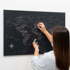 World Map on Canvas - Black - SJB-DIAMOND ELITES