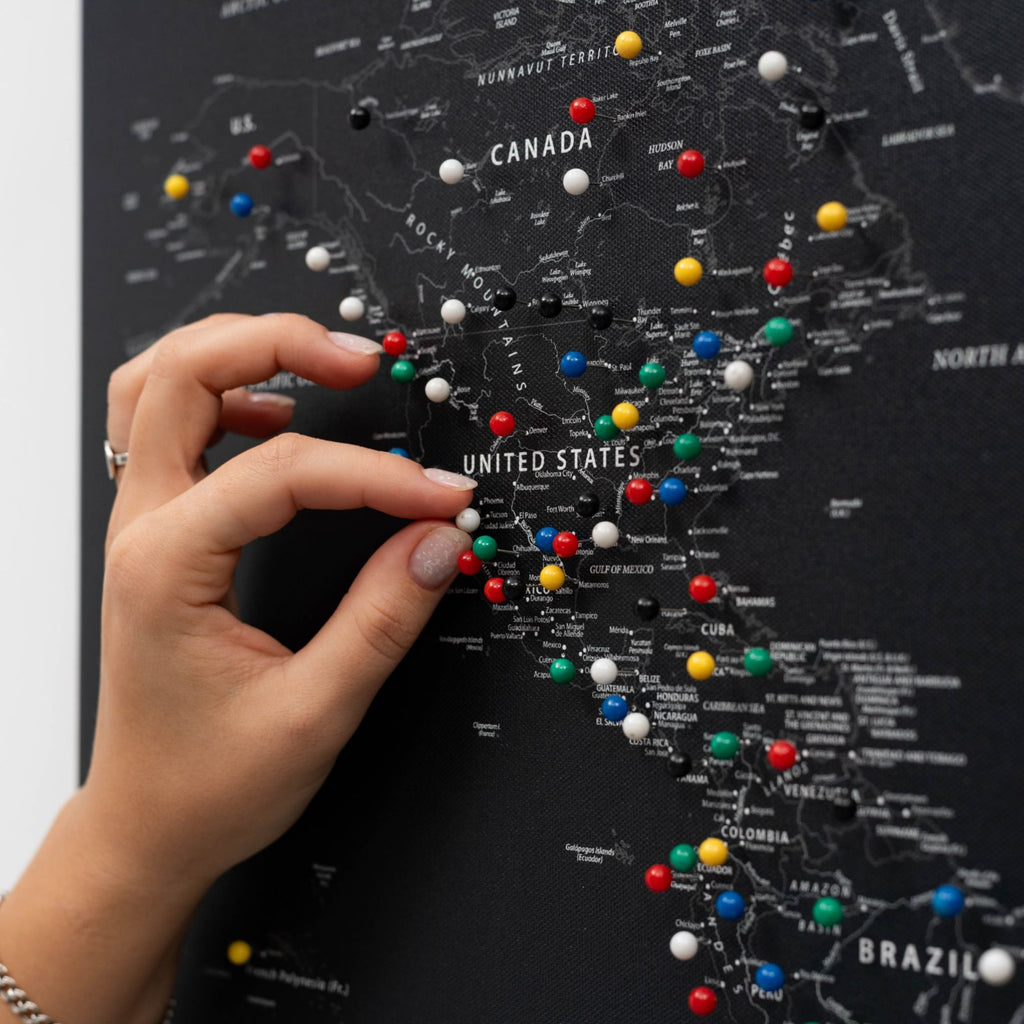 World Map on Canvas - Black - SJB-DIAMOND ELITES