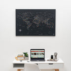 World Map on Canvas - Black - SJB-DIAMOND ELITES