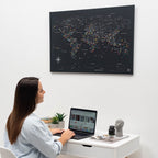 World Map on Canvas - Black - SJB-DIAMOND ELITES