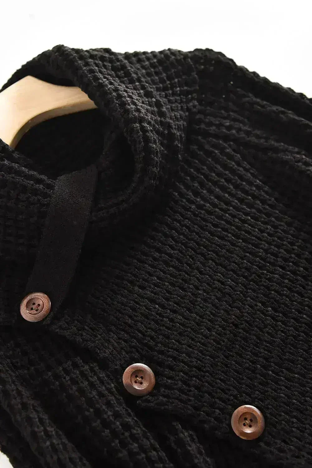 Black Buttoned Wrap Turtleneck Sweater - SJB-DIAMOND ELITES