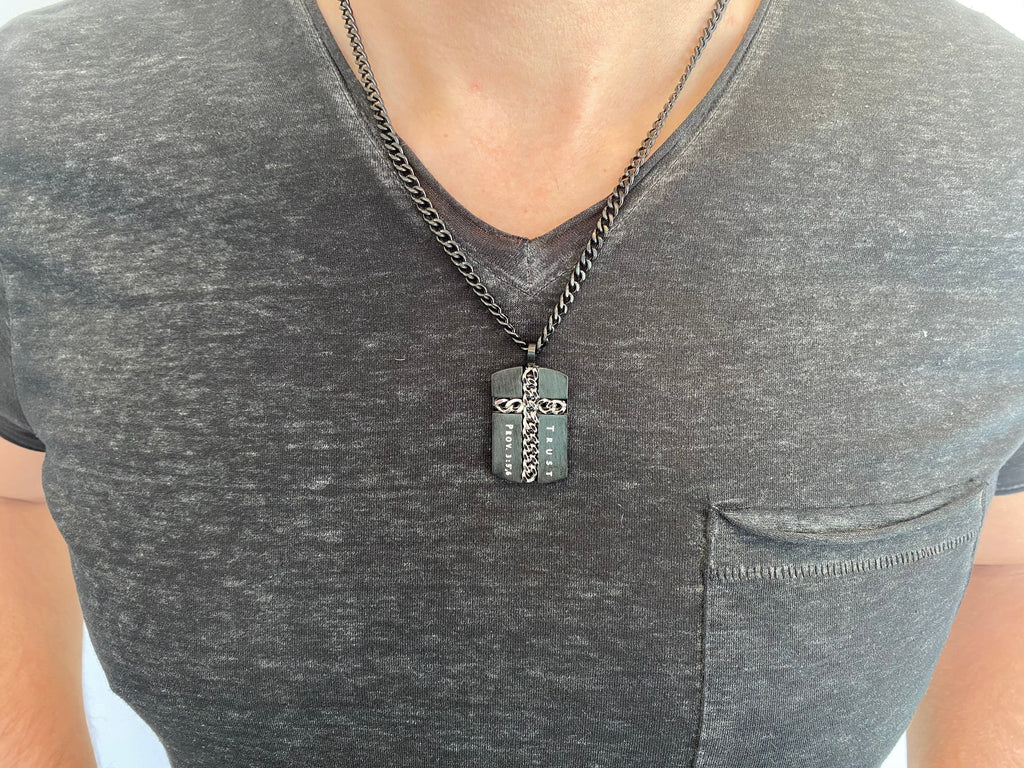 Black Chain Cross Necklace KingdomWear