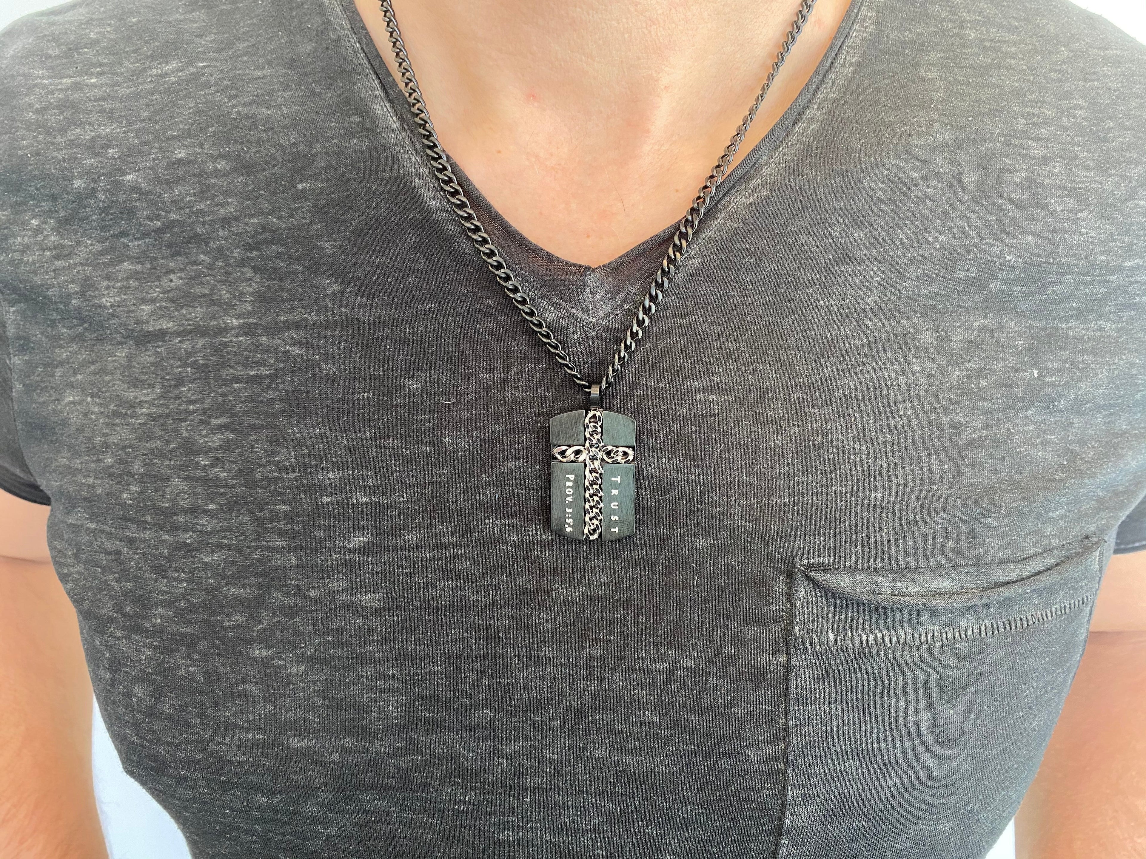 Black Chain Cross Necklace KingdomWear