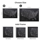 Wooden Canvas USA Map - Black