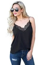 Black Delicate Balance Lace Cami Tank Top - SJB-DIAMOND ELITES