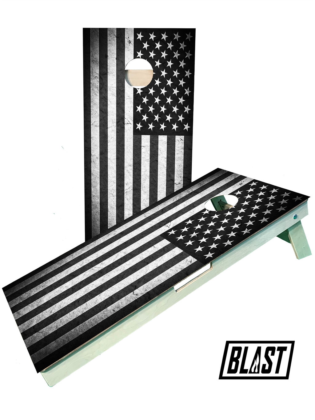 Black and White American Flag Cornhole Boards - SJB-DIAMOND ELITES