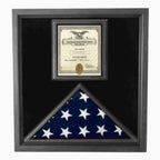 Premium USA-Made Solid wood Flag Document Case Black Finish. The Military Gift Store