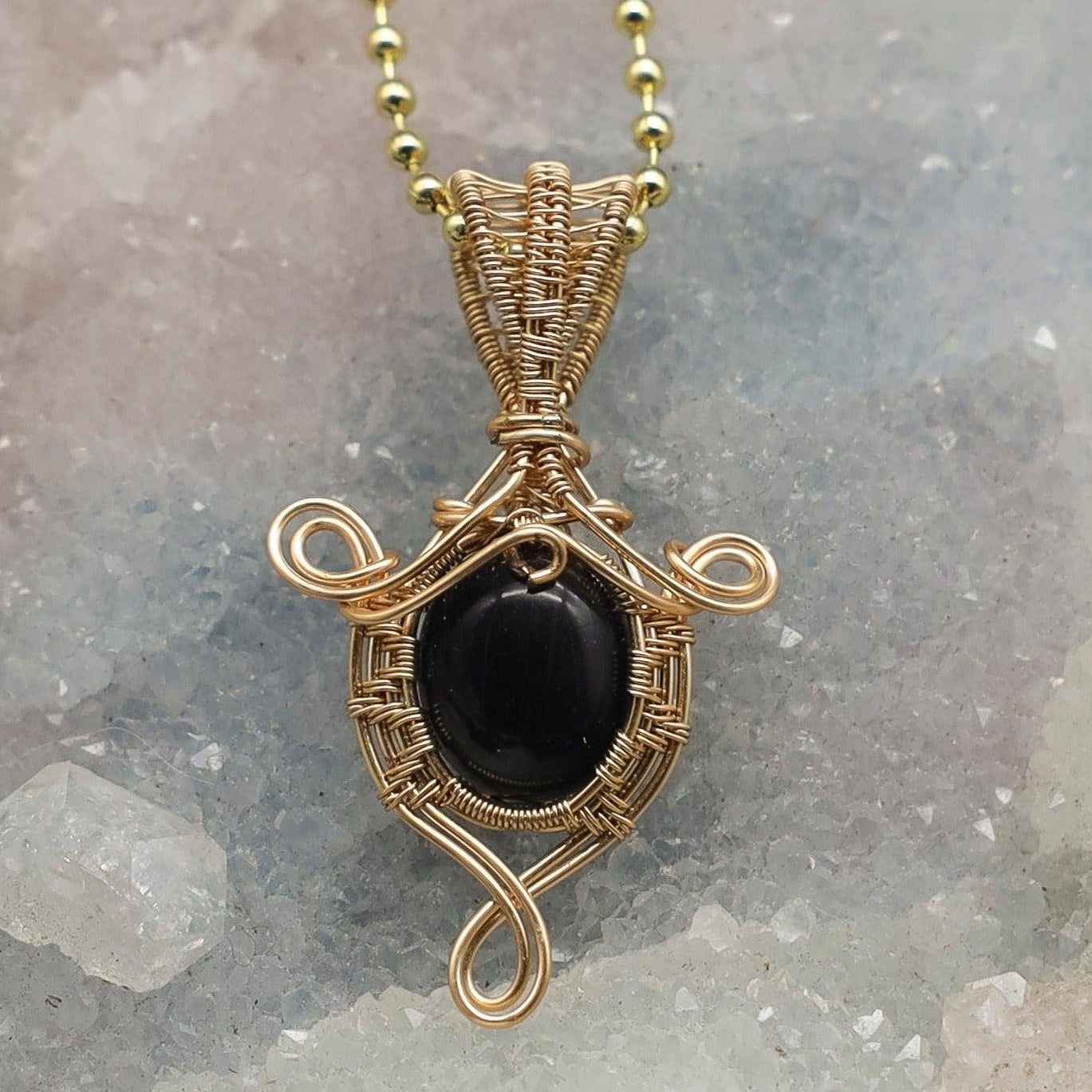 Blue Sandstone Wire Wrap Crystal Pendant - SJB-DIAMOND ELITES